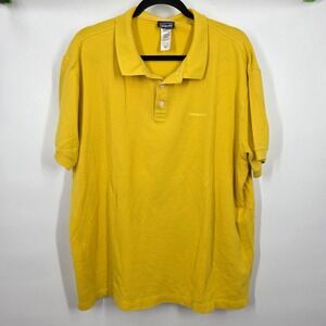Patagonia Mens Organic Cotton Pique Polo Shirt Yellow Short Sleeve Size XL